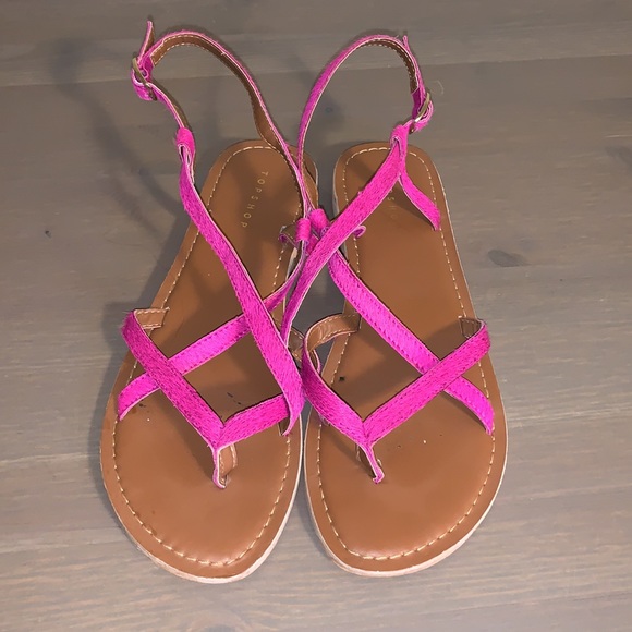 Topshop Fuchsia Calf Hair Leather Sandals - Women’s Size 40 - Picture 7 of 8
